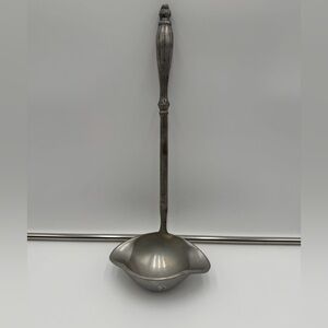 Vintage Made In India Large Metal Ladle Double Pour Spout Gray 16" Handle